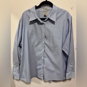 L.L. Bean Blue and White Pinstripe Button-Down Shirt